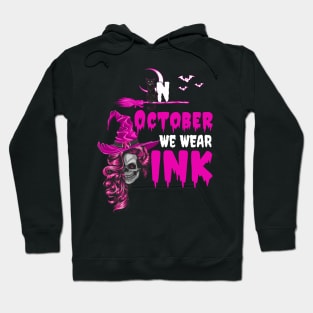 In October We Wear Pink Witch Breast Cancer Awareness Month Hoodie